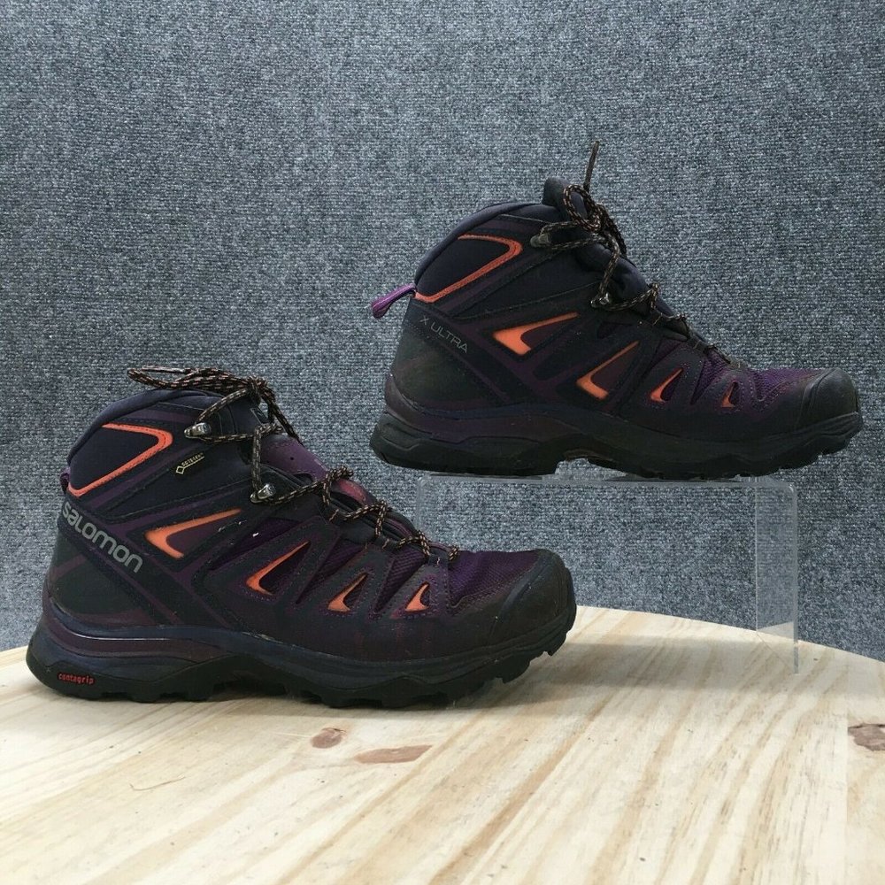 Salomon Hiking Boots Womens 9.5 X Ultra 3 GTX Ortholite Lace Up 398688 Purple